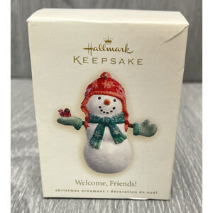 Hallmark Keepsake Ornament Snowman Glitter "Welcome, Friends" 2007